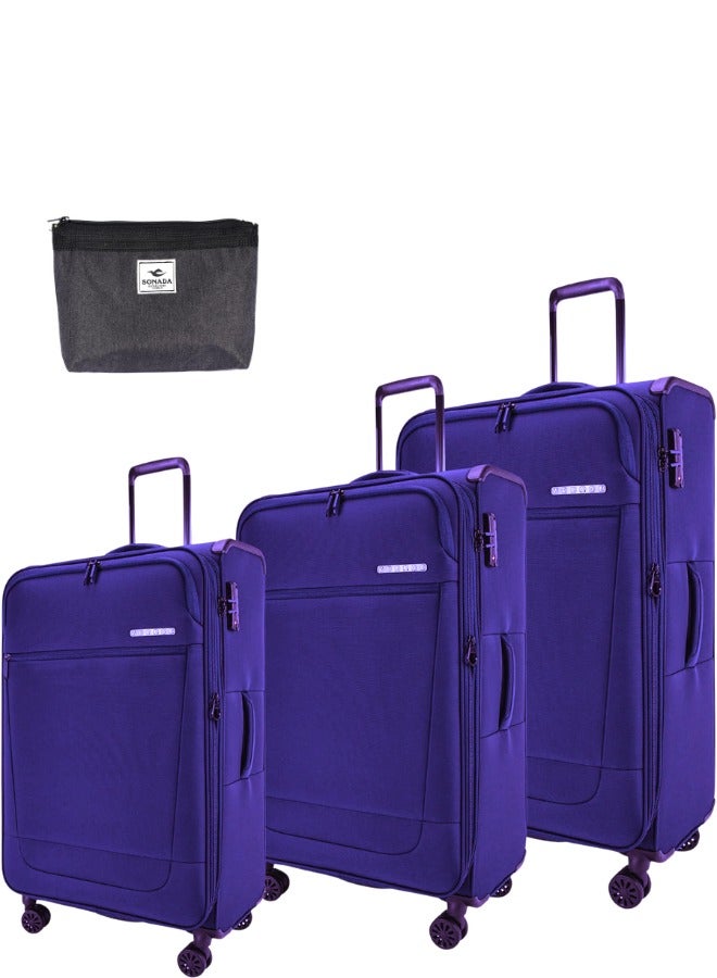 Toledo 3 Pieces Luggage Sets, Softside Expandable Spinner Wheel Suitcase