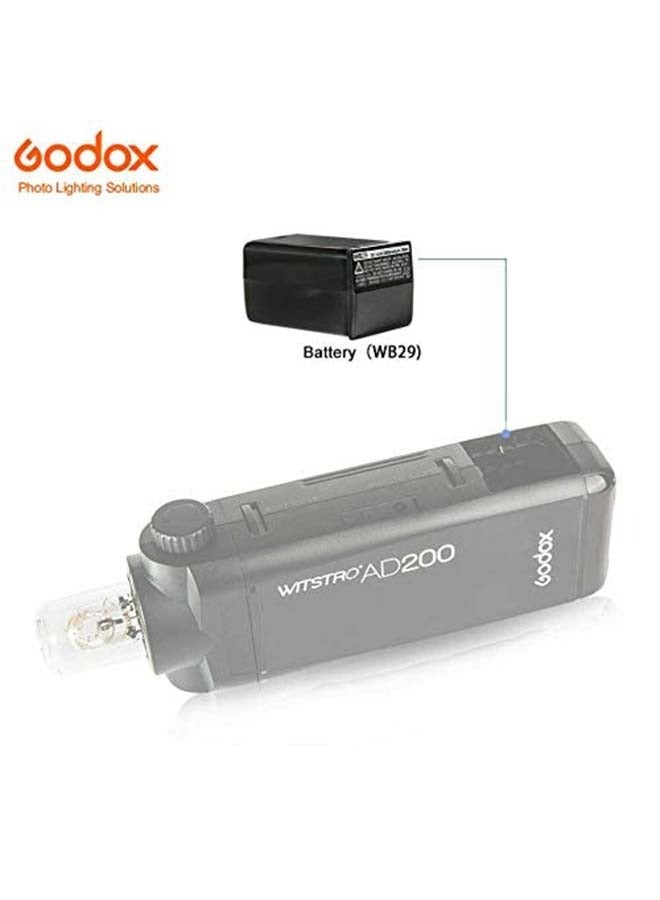 GODOX Battery Replacement WB29 for Flash AD200Pro AD200, Lithium Battery with DC 14.4V/2900mAh & 500 Times Full-Power Flashes WB29