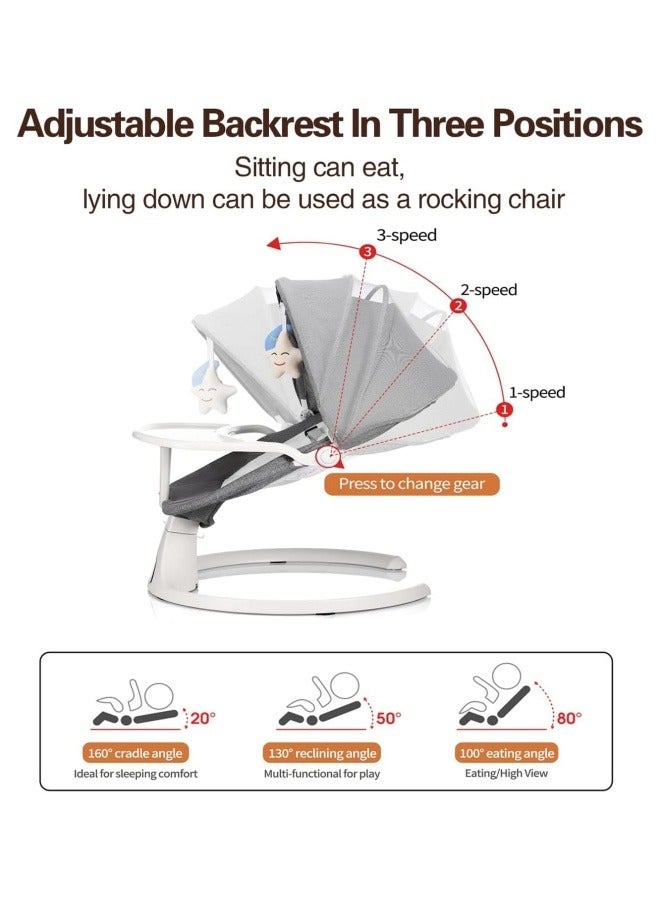 Baby Swing for Infants, Electric Infant Swing with Remote Control Music Speaker, Baby Swing for Newborn with 4 Swing Speed,Baby Bouncer with mosquito net Baby Rocker for 0-2 years old