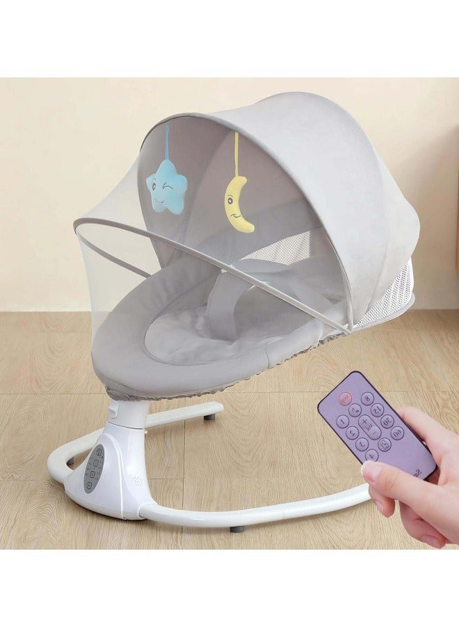 Baby Swing for Infants, Electric Infant Swing with Remote Control Music Speaker, Baby Swing for Newborn with 4 Swing Speed,Baby Bouncer with mosquito net Baby Rocker for 0-2 years old