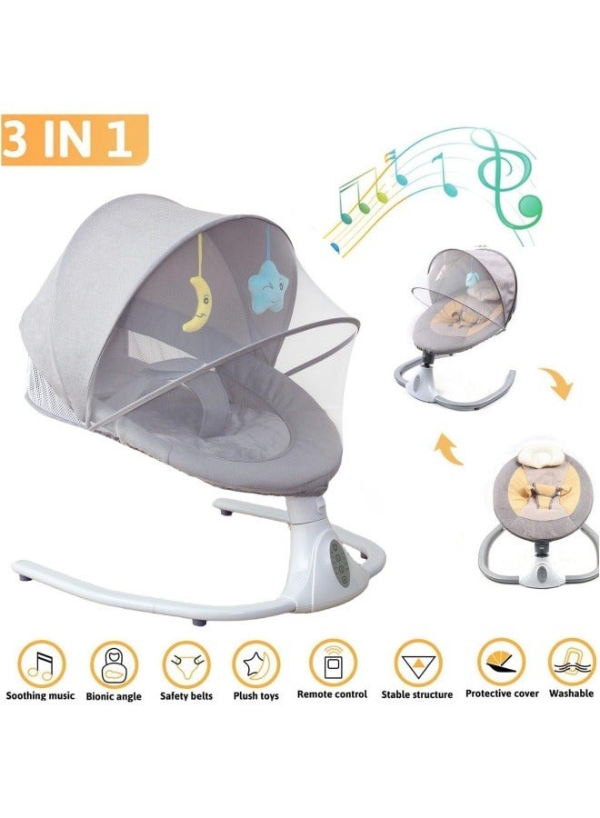 Baby Swing for Infants, Electric Infant Swing with Remote Control Music Speaker, Baby Swing for Newborn with 4 Swing Speed,Baby Bouncer with mosquito net Baby Rocker for 0-2 years old