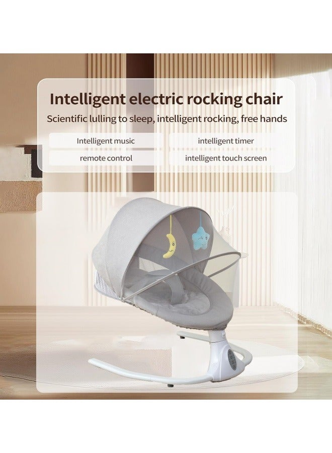 Baby Swing for Infants, Electric Infant Swing with Remote Control Music Speaker, Baby Swing for Newborn with 4 Swing Speed,Baby Bouncer with mosquito net Baby Rocker for 0-2 years old