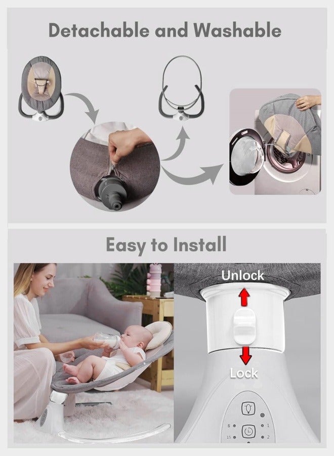 Baby Swing for Infants, Electric Infant Swing with Remote Control Music Speaker, Baby Swing for Newborn with 4 Swing Speed,Baby Bouncer with mosquito net Baby Rocker for 0-2 years old