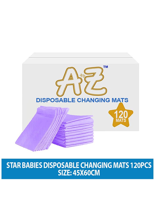 A to Z - Disposable Changing Mat size (45cm x 60cm) Large- Premium Quality for Baby Soft Ultra Absorbent Waterproof - Pack of 120 - Lavender