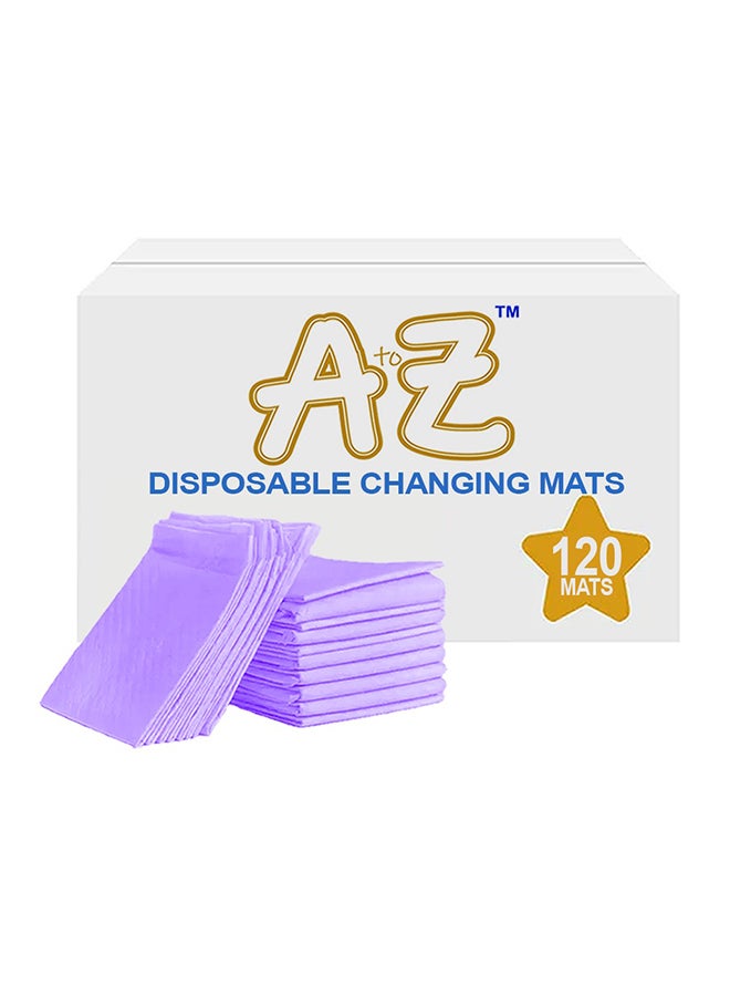 A to Z - Disposable Changing Mat size (45cm x 60cm) Large- Premium Quality for Baby Soft Ultra Absorbent Waterproof - Pack of 120 - Lavender