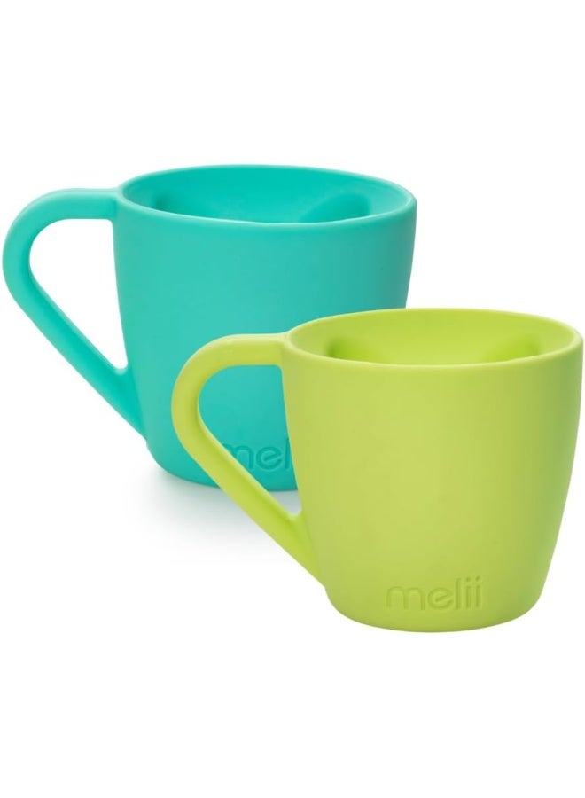 Pack Of 2 Reusable Drinking Silicone Bear Mug For Hot And Cold Beverages - Blue And Lime