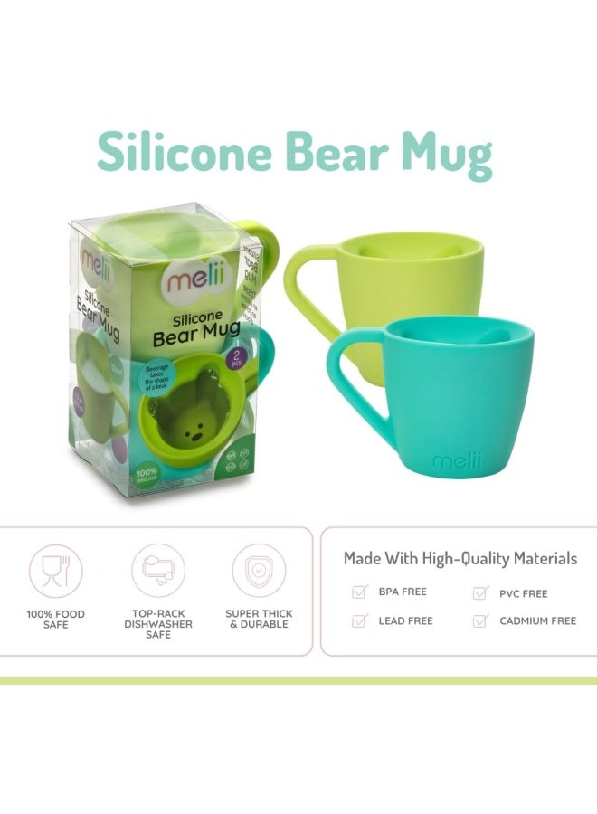 Pack Of 2 Reusable Drinking Silicone Bear Mug For Hot And Cold Beverages - Blue And Lime