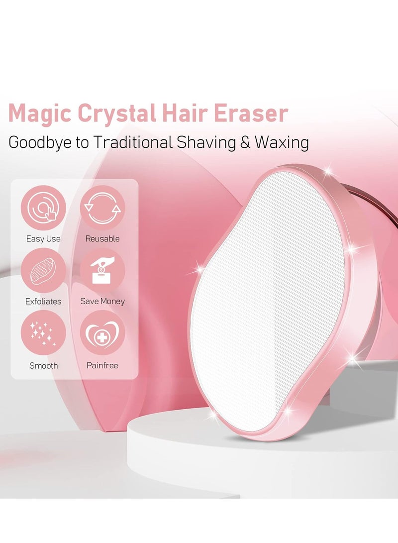 Hoyesch Crystal HHair Eraser for Women and Men reusable crystal hair remover magic painless exfoliation hair removal tool magic hair eraser for back arms legs pink