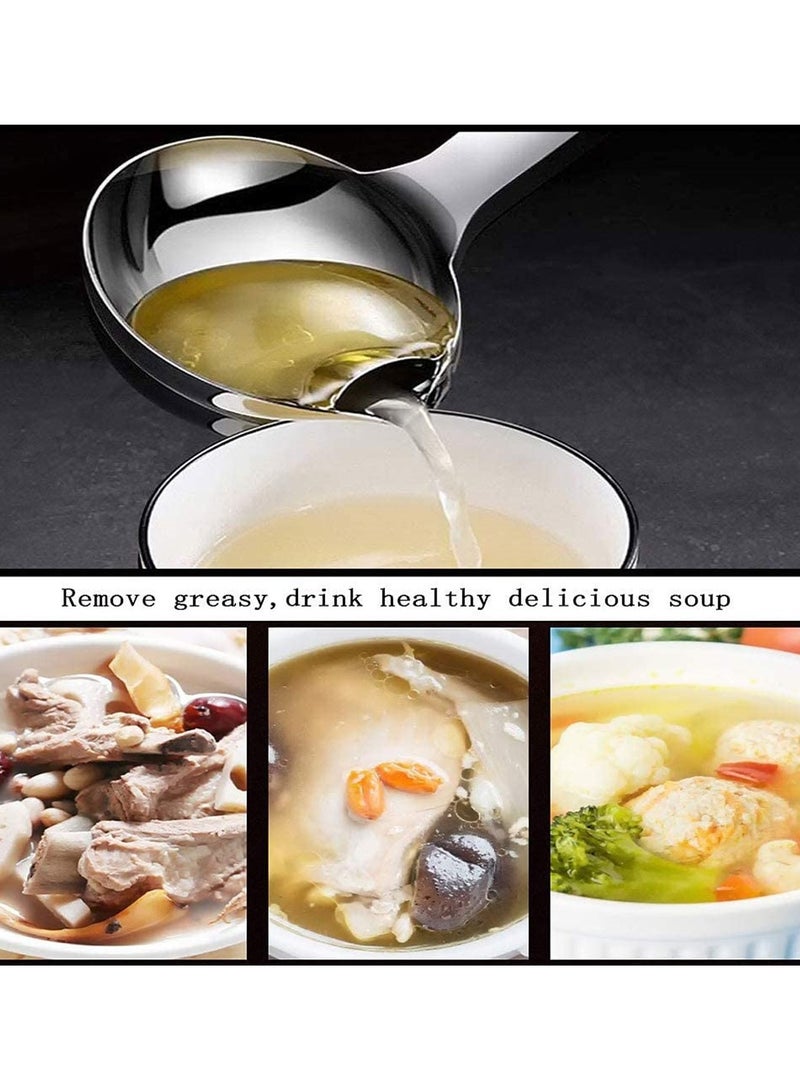 Oil Filter Spoon, Fat Separator Remover Skimmer with Heat Insulation Anti-scalding Plastic Handle, Stainless Steel Colander for Kitchen
