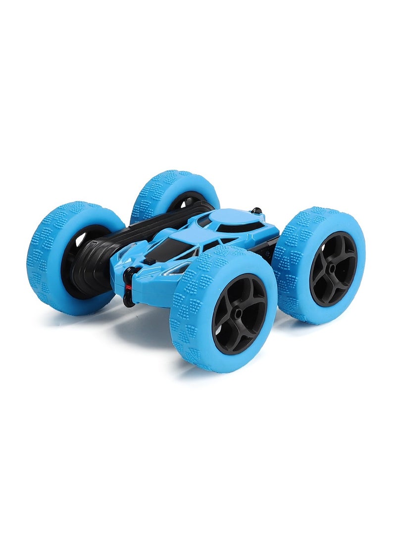 360° Rotating Remote Control Car for Kids - Double Sided 4WD RC Stunt Car with Headlights, 2.4GHz Off-Road Electric Race Toy, Rechargeable Stunt Drifting Car (Blue) for Ages 6+
