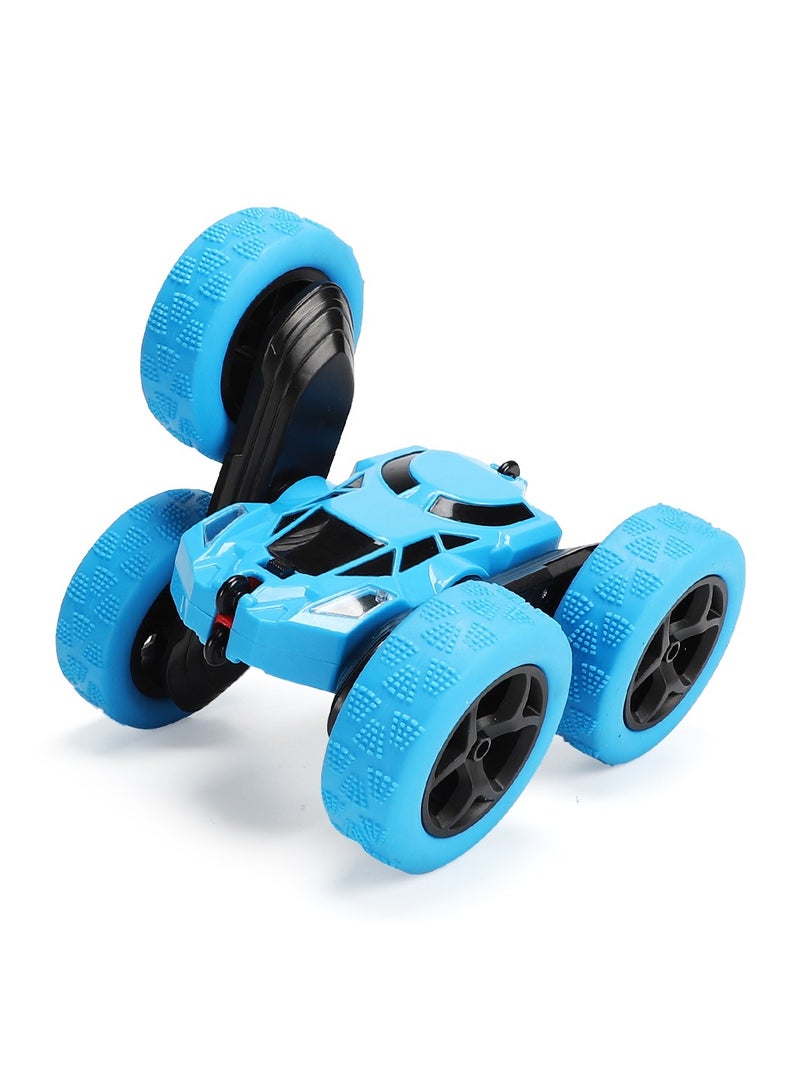 360° Rotating Remote Control Car for Kids - Double Sided 4WD RC Stunt Car with Headlights, 2.4GHz Off-Road Electric Race Toy, Rechargeable Stunt Drifting Car (Blue) for Ages 6+