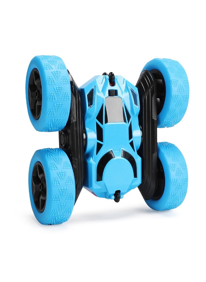 360° Rotating Remote Control Car for Kids - Double Sided 4WD RC Stunt Car with Headlights, 2.4GHz Off-Road Electric Race Toy, Rechargeable Stunt Drifting Car (Blue) for Ages 6+