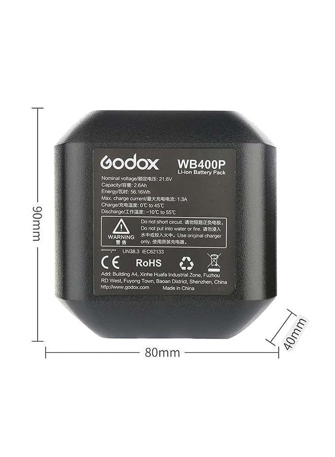 GODOX WB400P for AD400 Pro Battery Replacement, 2600mAh 21.6V Li-ion Battery Pack AD400Pro Flash Strobe Speedlite Speedlight