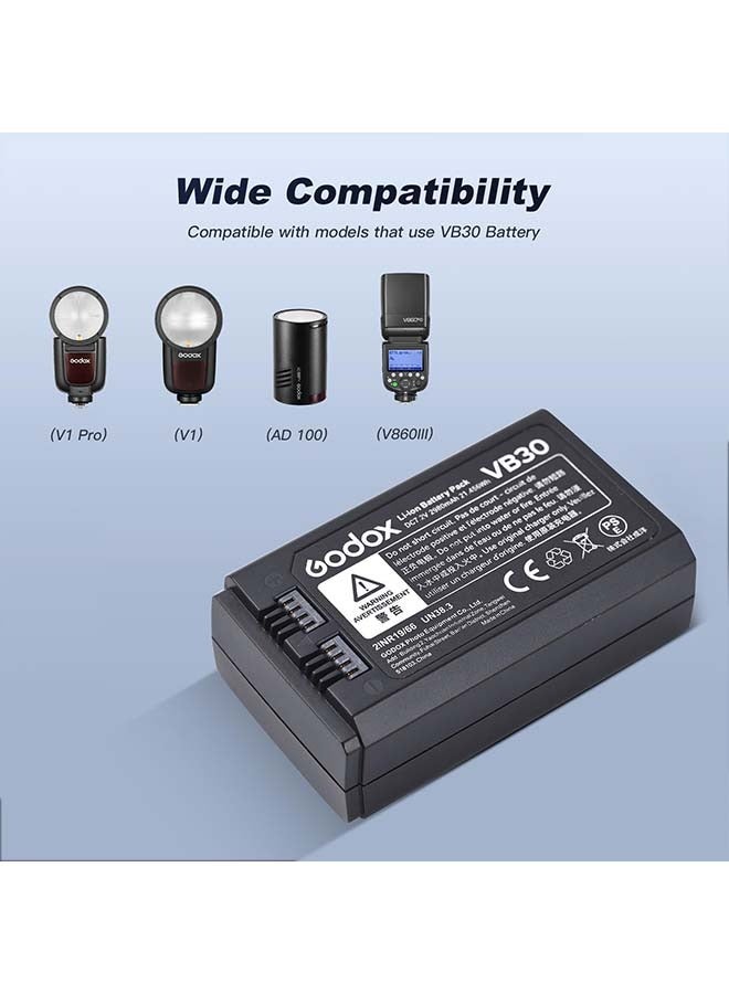 GODOX V1Pro V1 Battery VB30 Battery Replacement with Type-C Port for V1ProC V1ProS V1ProN V1S V1C V1N V1F V1O V1P V860III-S V860III-C V860III-N V860III-F V860III-O Camera Flash Speedlite