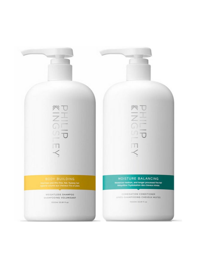 Philip Kingsley  Shampoo 1000ml and Conditioner 1000ml Duo