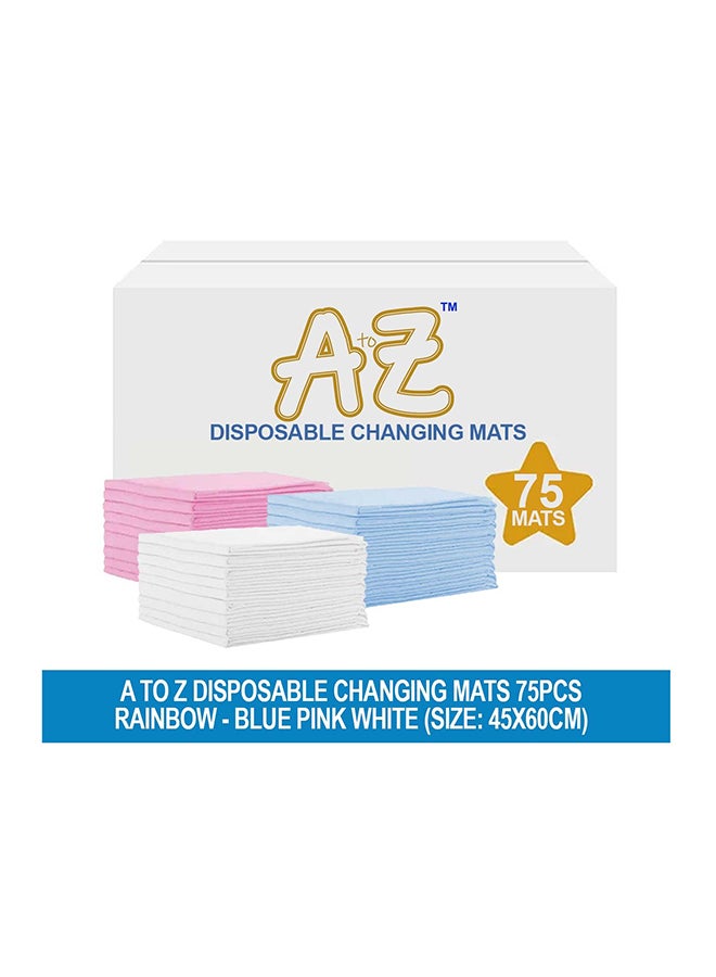 A to Z  Disposable Changing Mats - 45 x 60cm - Large Pack of 75 - Blue/Pink/White-Rainbow