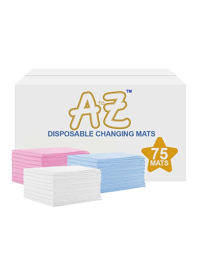 A to Z  Disposable Changing Mats - 45 x 60cm - Large Pack of 75 - Blue/Pink/White-Rainbow