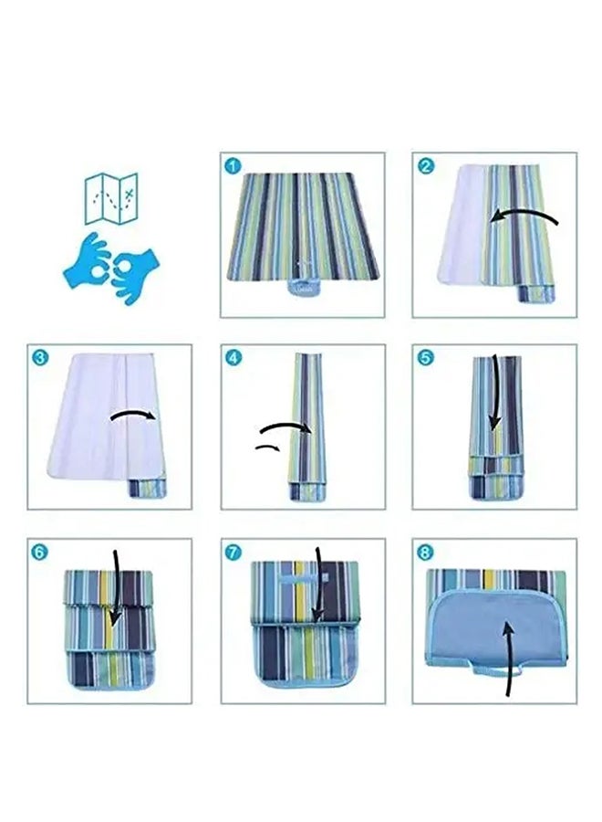 Combo Pack Of 2 Waterproof Beach Mat With Hooded Towel Poncho - Blue