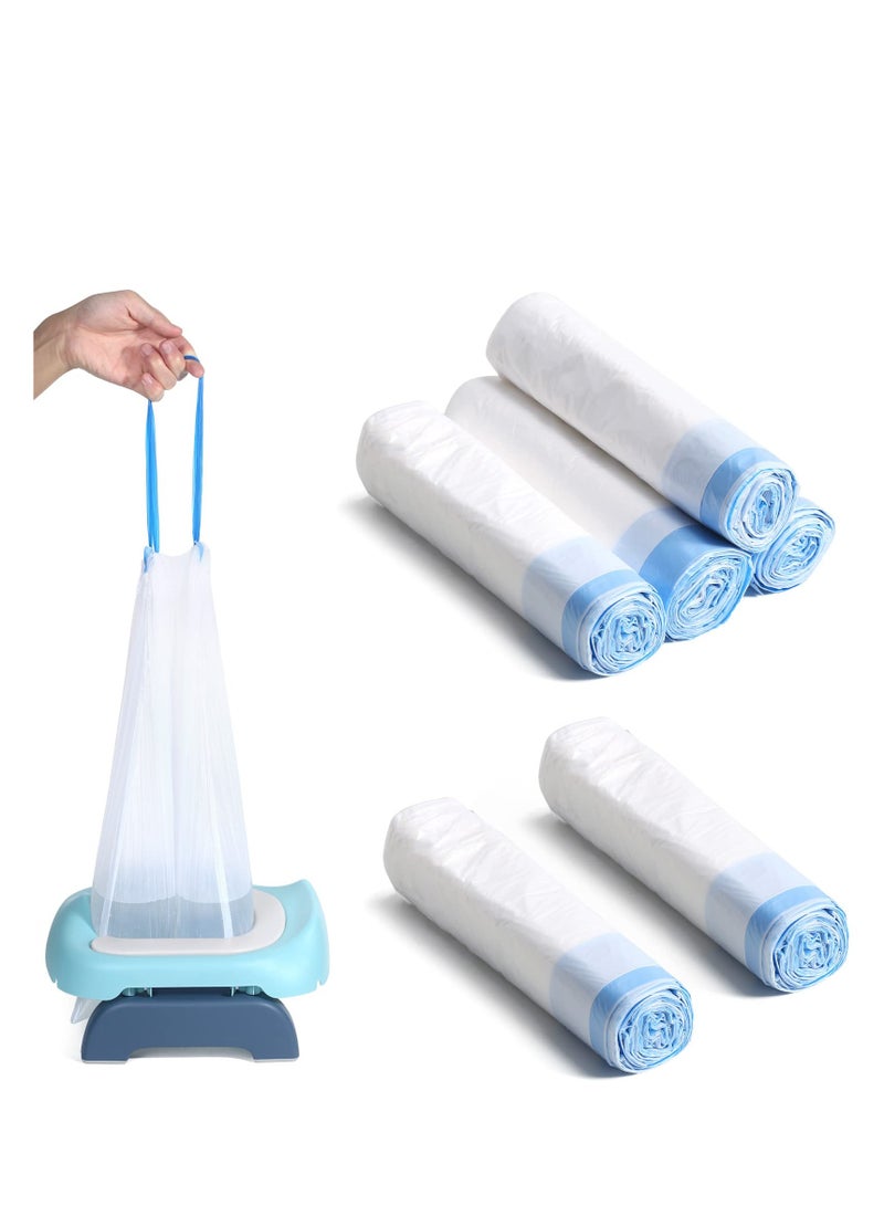 90Pcs Portable Potty Chair Liners with Drawstring Potty Bags Disposable, Travel Universal Toilet Seat Cleaning Bag for Kids Toddlers Outdoors Blue