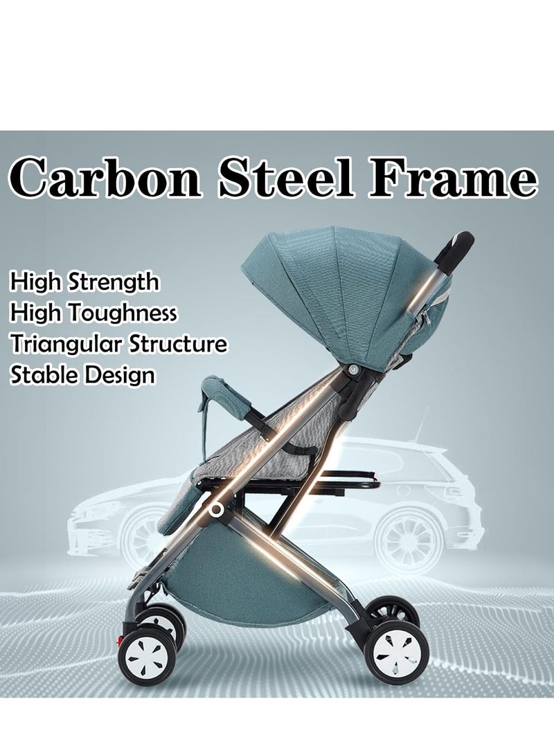 Toddler Stroller, Lightweight Baby Stroller, with Telescoping Handle Jogger Lightweight Pram Folding Compact Travel Trolley Walker for Baby Newborn Infant Kid (with Trolley Bar)