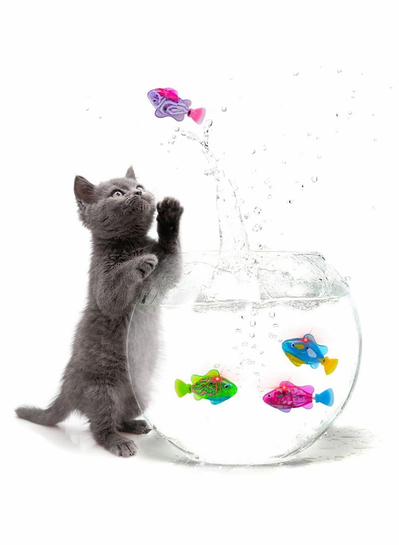 Electric Fish Toy, Creative Colorful Water Activated LED Robot Fish Toy Funny Cat Fish Toy Swimming Robot Fish Bathtub Toys Birthday Gift for Cat, Toddlers, Boys and Girls, 4 Pcs