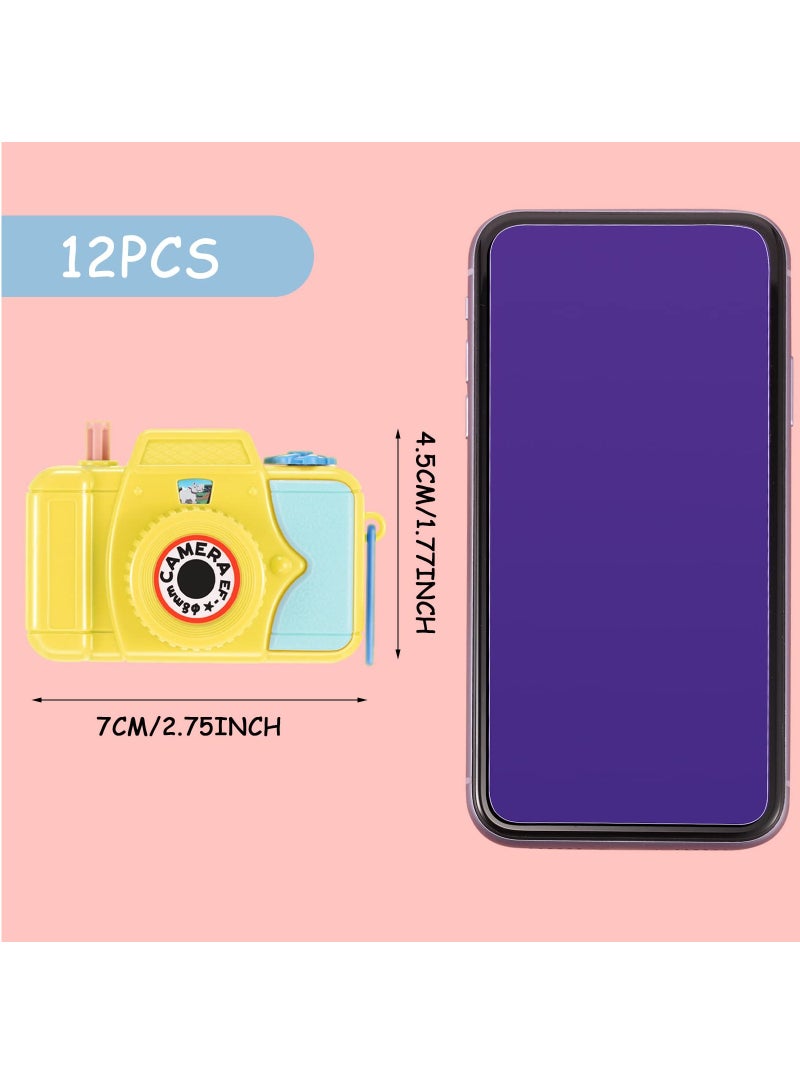 12Pcs Kids' Camera Toy Children's Pretend Play Prop with Images in Viewfinder Kaleidoscopes Educational Toys Birthday Party Favors Gifts for Boys, Girls, Toddler Colors Random