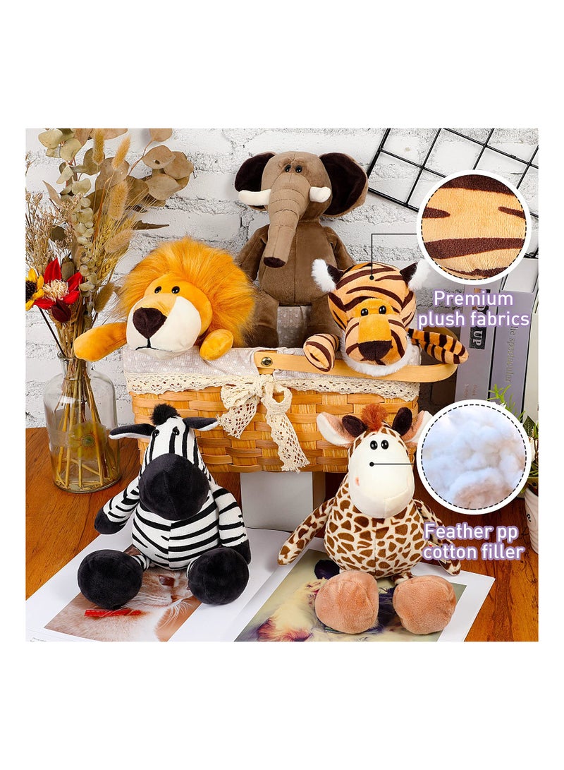 5 Pieces Safari Stuffed Animals Toy, 9.8 Inch Wild Animals Soft Realistic Jungle Animals Toys for Boys, Girls, Adults