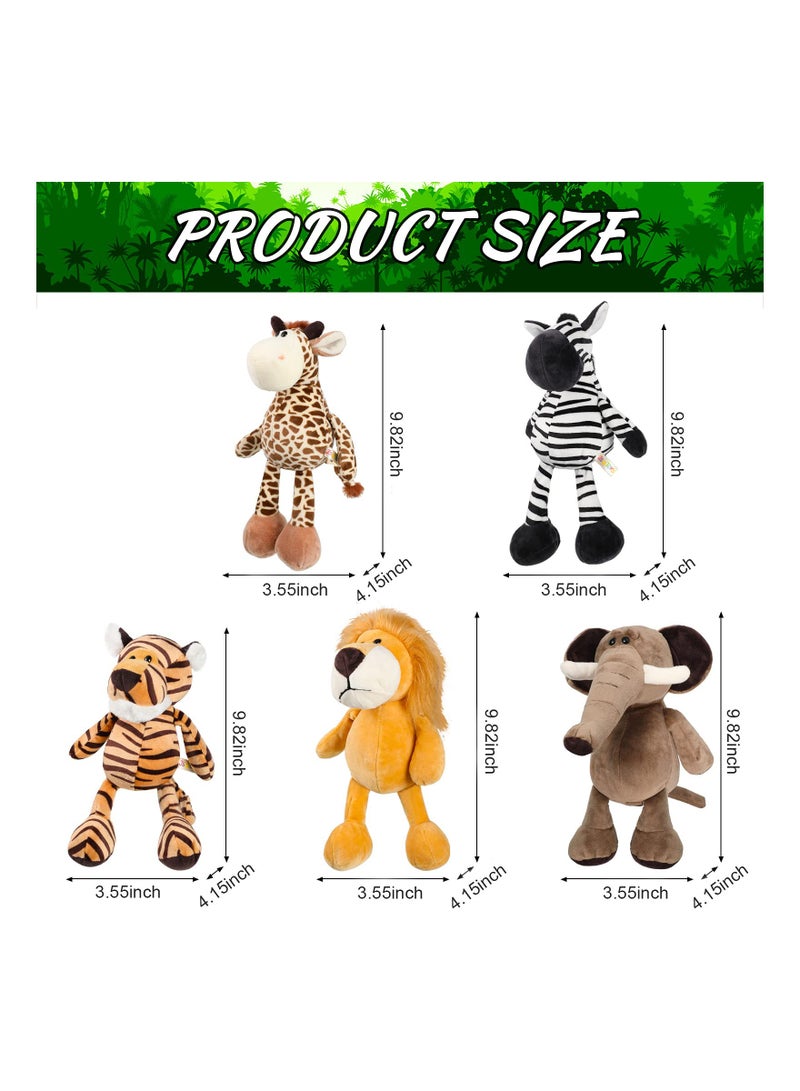 5 Pieces Safari Stuffed Animals Toy, 9.8 Inch Wild Animals Soft Realistic Jungle Animals Toys for Boys, Girls, Adults