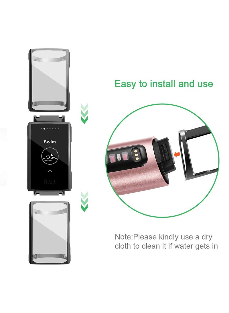 3Pcs Screen Protector Compatible with for Fitbit Charge 4, Charge 3, Ultra Soft Slim TPU Plated Case Cover Full-Around Protective Bumper Shell for Fitbit Charge 3, Fitbit Charge 3SE