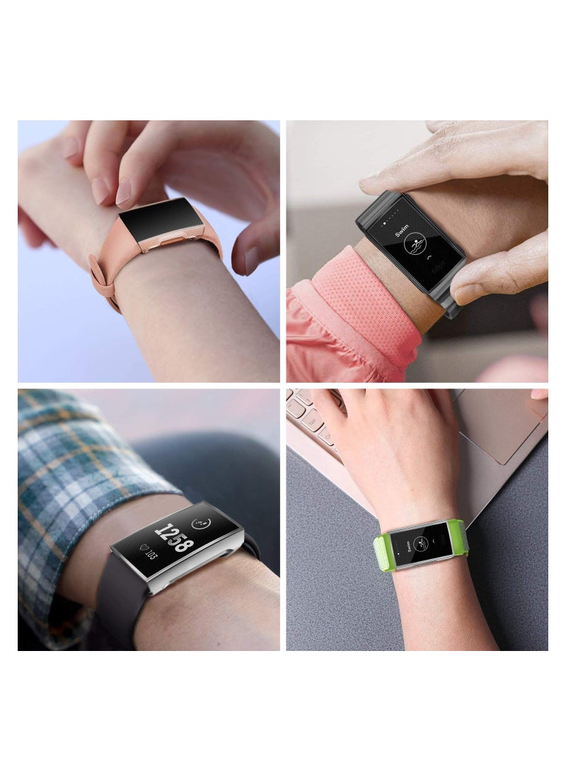 3Pcs Screen Protector Compatible with for Fitbit Charge 4, Charge 3, Ultra Soft Slim TPU Plated Case Cover Full-Around Protective Bumper Shell for Fitbit Charge 3, Fitbit Charge 3SE