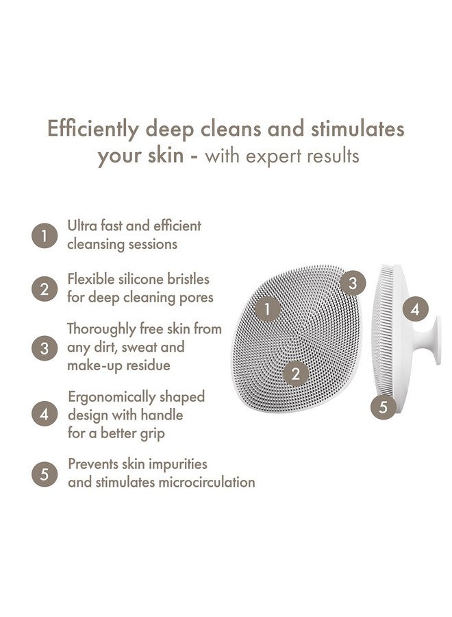 Smartappguided™ Facial Brush 4 In 1 Professional Facial Cleansing Brush With Handle Skin Cleansing Soft Silicone Facial Brush Routine Skincare Gentle Cleansing Facial Cleanser