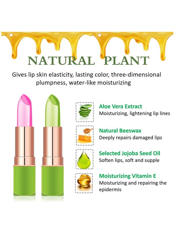 2 Pieces Aloe Vera Lipsticklong Lasting Moisturizing Lip Balmnourishing Lip Sticklipsticklip Balmmagic Temp Color Changewaterproof Lip Gloss Matte Makeup