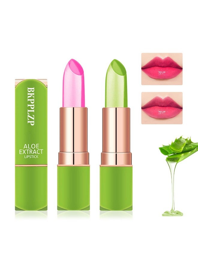 2 Pieces Aloe Vera Lipsticklong Lasting Moisturizing Lip Balmnourishing Lip Sticklipsticklip Balmmagic Temp Color Changewaterproof Lip Gloss Matte Makeup