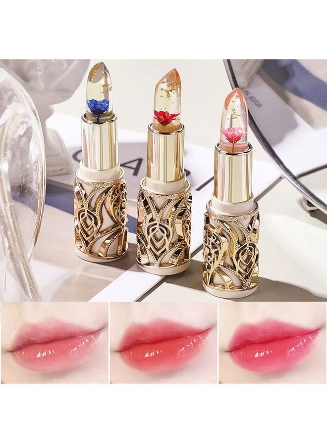 Crystal Flower Ph Lip Balm Color Changing Magic Lipstick Jelly Flower Luxury Lip Balm Mood Lipstick Color Changing Long Lasting Nutritious Lip Gloss Clear Lipstick
