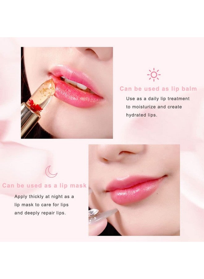 Crystal Flower Ph Lip Balm Color Changing Magic Lipstick Jelly Flower Luxury Lip Balm Mood Lipstick Color Changing Long Lasting Nutritious Lip Gloss Clear Lipstick