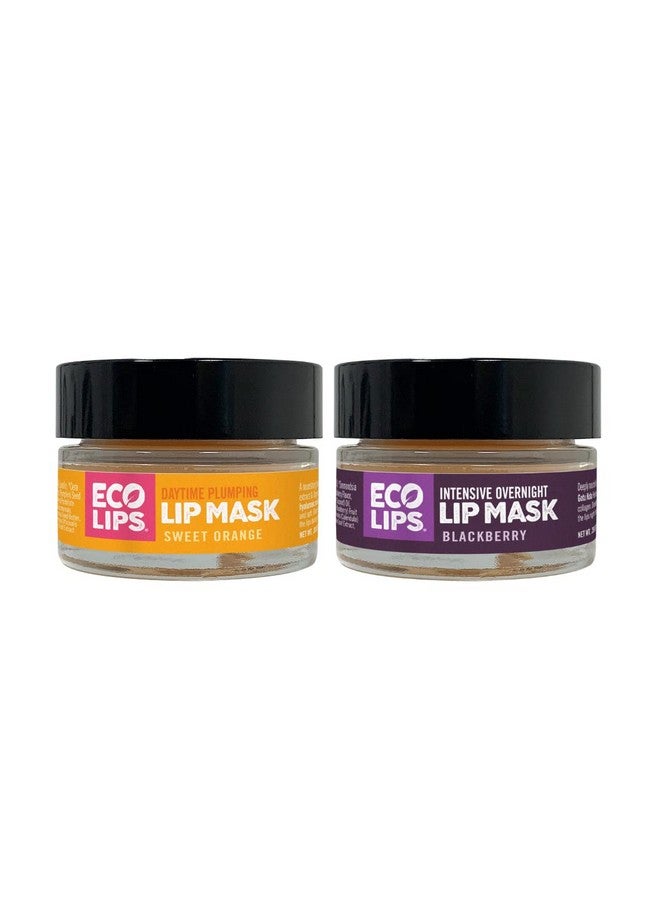 Eco Lips Daily Plumping Lip Mask With Hyaluronic Acid + Overnight Intensive Lip Mask With Gotu Kola 2Pack By Eco Lips 100% Natural. Made In Usa