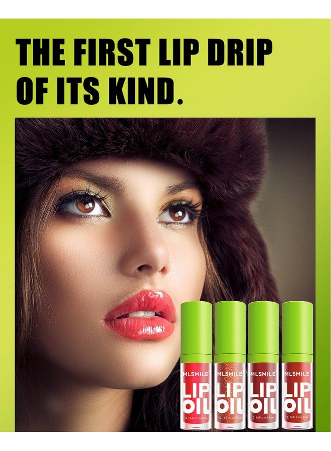Hydrating Lip Glow Oil4 Colors Lip Oil Lip Glazefat Oil Lip Gloss Packshiny Transparent Lip Stainlong Lasting Nonsticky Clear Glow Reviver Lip Care Oil Dripmother'S Day Gift Kit For Womensetb