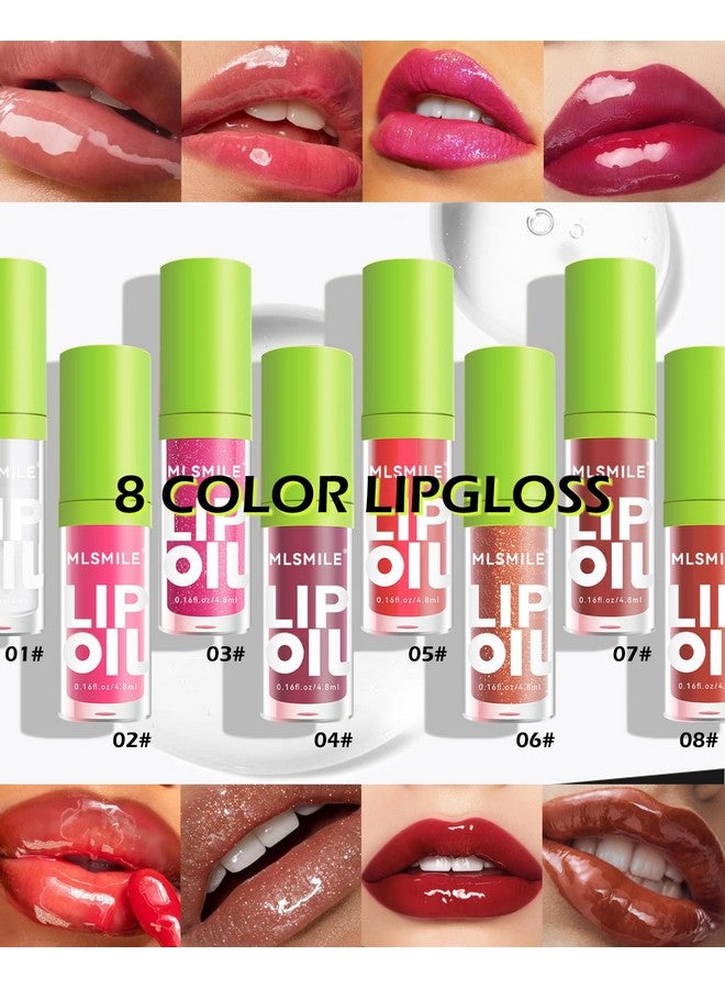 Hydrating Lip Glow Oil4 Colors Lip Oil Lip Glazefat Oil Lip Gloss Packshiny Transparent Lip Stainlong Lasting Nonsticky Clear Glow Reviver Lip Care Oil Dripmother'S Day Gift Kit For Womensetb