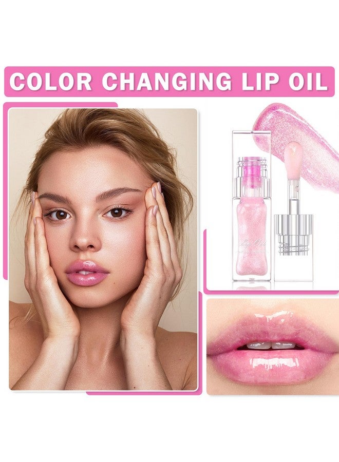 Magic Color Changing Lip Oil Hydrating Plumping Lip Oil Tinted Lip Gloss Lip Balm Shimmer Nonsticky Lip Glow Oil Transparent Lip Care