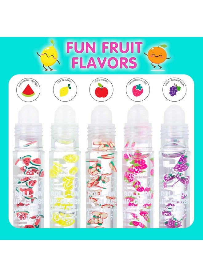 10Pc Roll On Lip Gloss Set With Carrying Case 10Pack Glossy Lip Makeup Assorted Fruity Flavors Non Toxic Kid Friendly Party Gift Best Friends