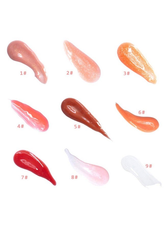 Glitter Glossy Plumping Lipgloss 9 Colors Moisturizing Lip Plumper Shiny Jelly Lip Gloss Natural Liquid Lipstick For Women And Girls (Glitter Glossy 02Peachy Pink)