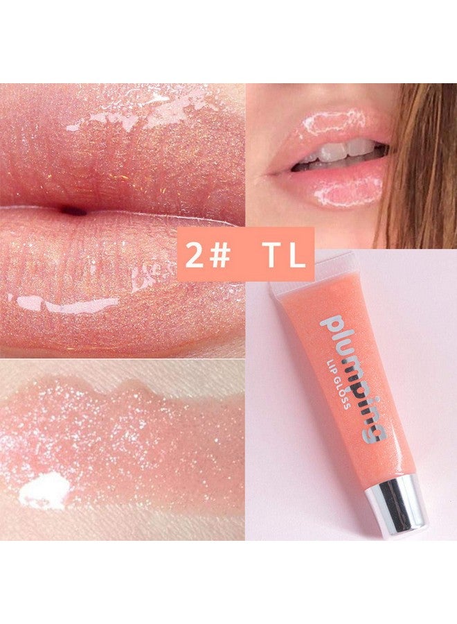 Glitter Glossy Plumping Lipgloss 9 Colors Moisturizing Lip Plumper Shiny Jelly Lip Gloss Natural Liquid Lipstick For Women And Girls (Glitter Glossy 02Peachy Pink)