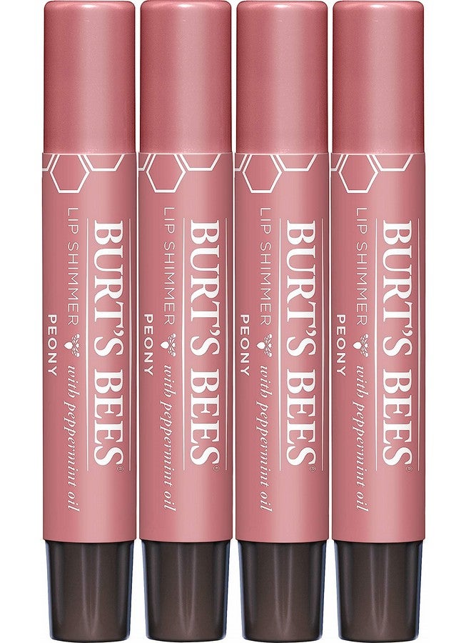 Shimmer Lip Tint Set Tinted Lip Balm Stick Moisturizing For All Day Hydration With Natural Origin Glowy Pigmented Finish & Buildable Color Peony (4Pack)