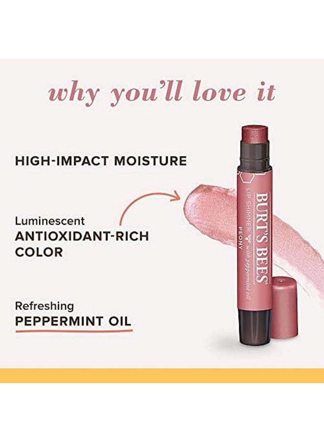 Shimmer Lip Tint Set Tinted Lip Balm Stick Moisturizing For All Day Hydration With Natural Origin Glowy Pigmented Finish & Buildable Color Peony (4Pack)