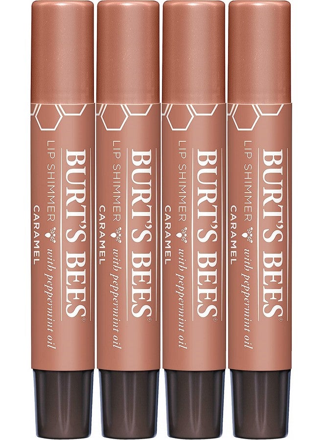 Shimmer Lip Tint Set Tinted Lip Balm Stick Moisturizing For All Day Hydration With Natural Origin Glowy Pigmented Finish & Buildable Color Caramel (4Pack)