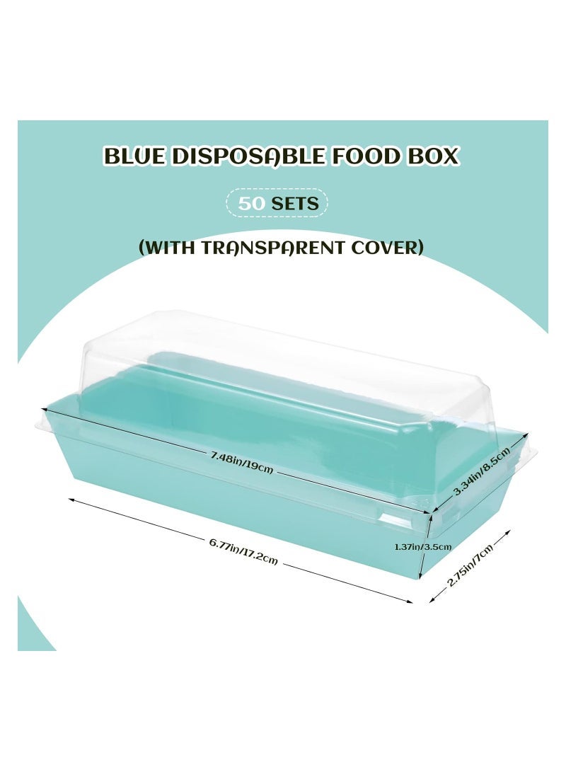 Rectangular Disposable Paper Charcuterie Boxes Food Containers Bakery Boxes, Blue