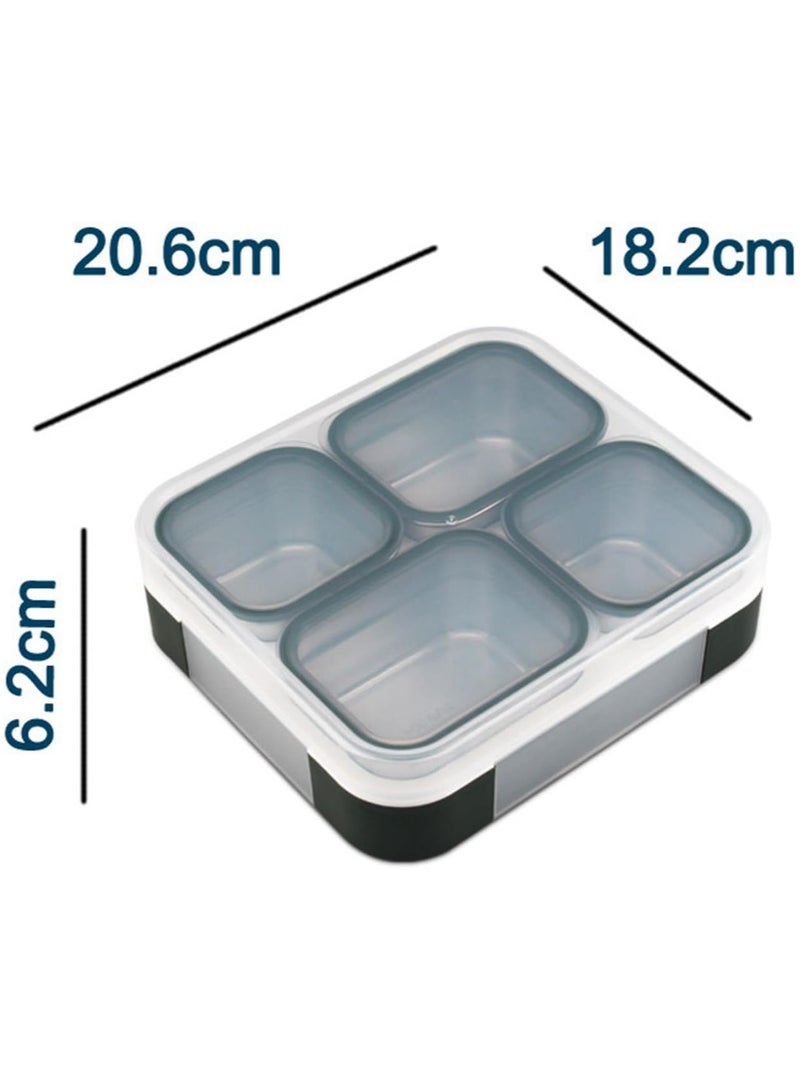 Stainless Steel Lunch Box for Kids Adults,Insulated Bento Lunch Box with Tableware & Bag,1060ML 4 Compartment Divided Lunch Containers with Lids,Leakproof | BPA Free | Dishwasher Safe （Green）