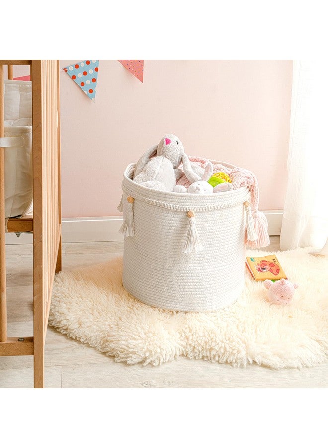 Macrame Decorative Cotton Rope Basket Boho Cute Woven Tassel Closet Storage Bins Organizer For Nurserybaby Toysmagazines Potted Plants Coverliving Roombedroomhome Decor 11