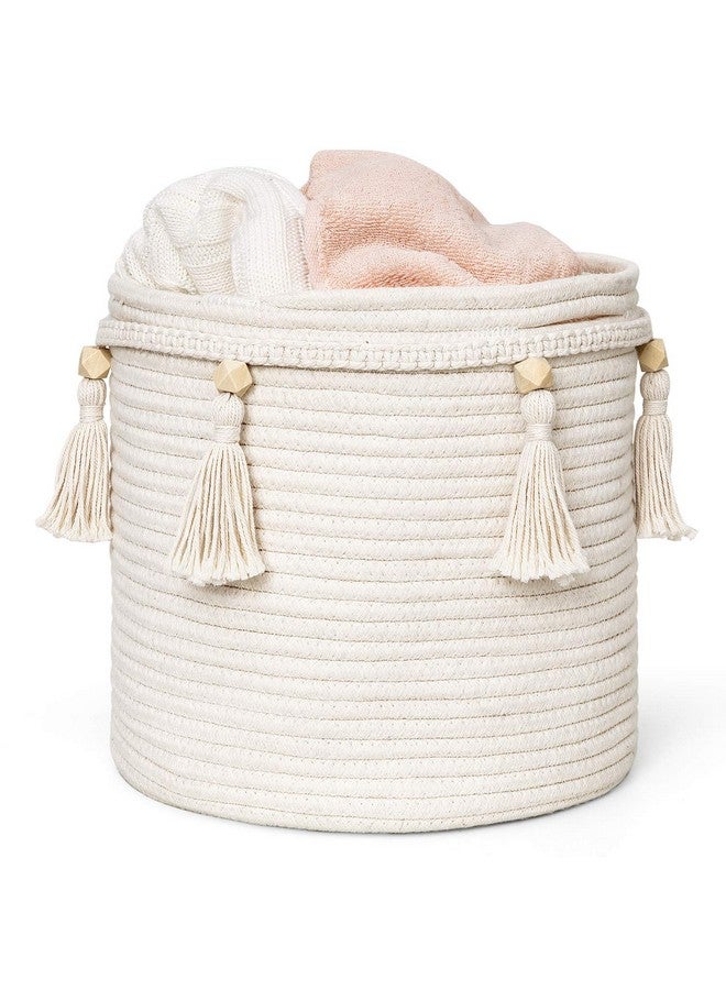 Macrame Decorative Cotton Rope Basket Boho Cute Woven Tassel Closet Storage Bins Organizer For Nurserybaby Toysmagazines Potted Plants Coverliving Roombedroomhome Decor 11