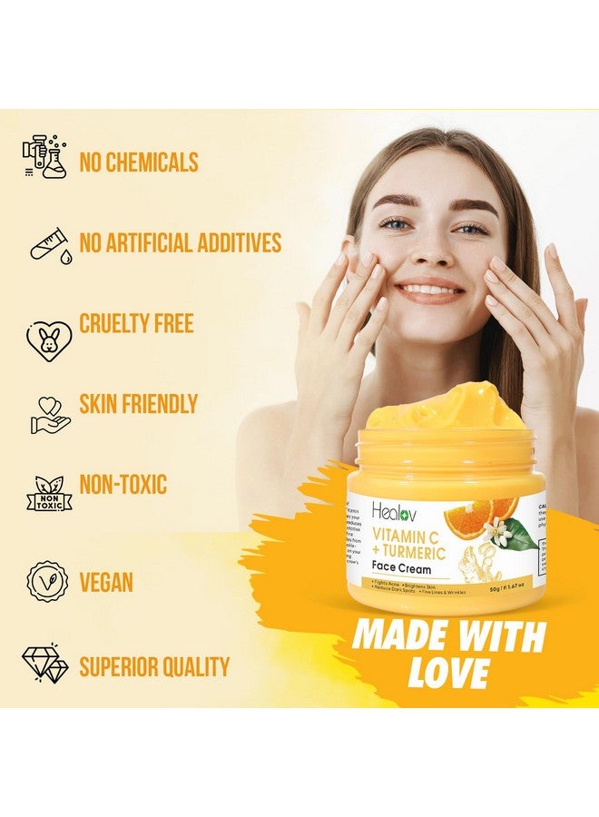 Turmeric Face Cream For Dark Spots Natural Turmeric Skin Brightening Lotion For Face & Body Cleanse Skin Fight Acne Even Tone Clear Scars Sun Damage & Hyperpigmentation With Vitamin C